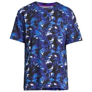 Robert Graham Men’s Blue Black Abstract Brushstroke T-Shirt Classic, Size L NWT
